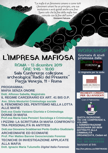“L’impresa Mafiosa”, evento il 13 dicembre a Roma “L’impresa Mafiosa”, evento il 13 dicembre a Roma